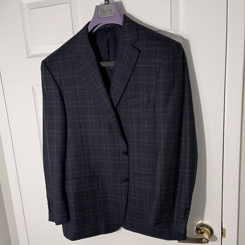 44S Purple Canali Siena Plaid Wool Sport Coat